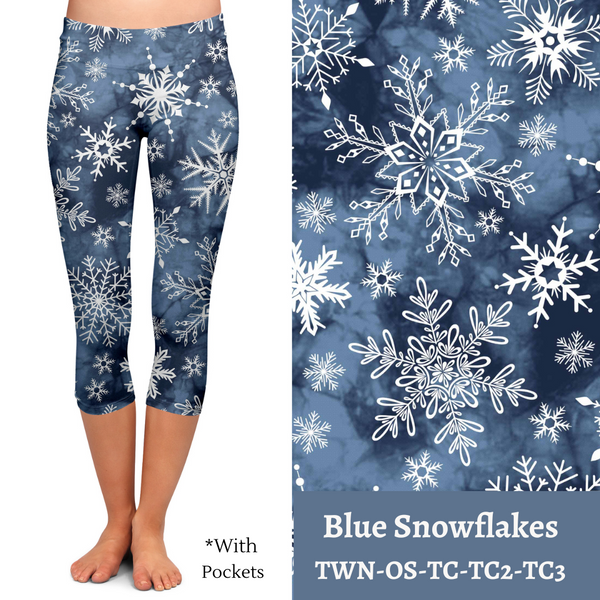 Blue Snowflakes - Leggings with Pockets