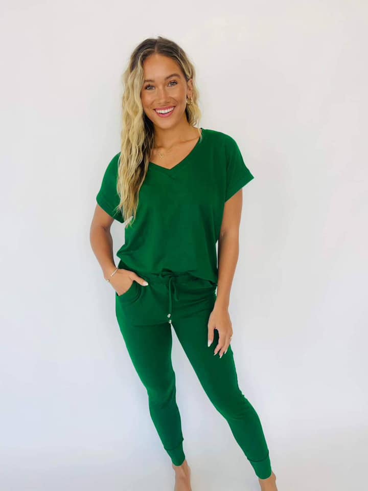 Krisie V-Neck Lounge Set-#2-Green