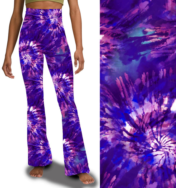 Purple Tie Dye - Yoga Flares with Pockets