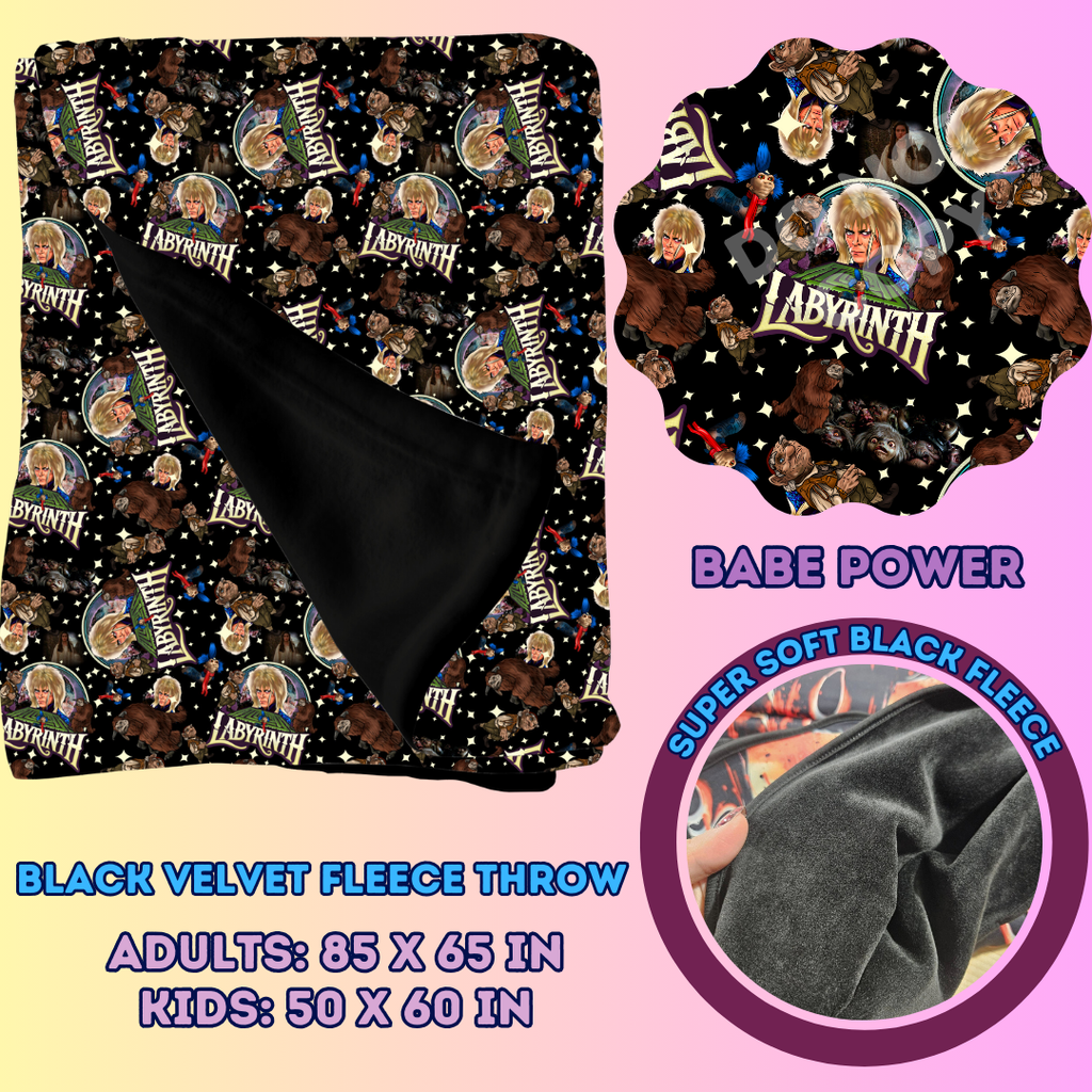 BABE POWER - SOFT BLACK FLEECE THROWS 7 - PREORDER CLOSING 1/13