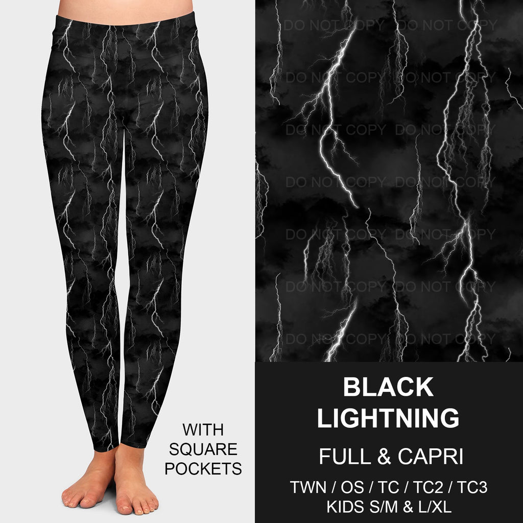 B205 - Preorder Black Lightning Leggings w/ Pockets (Closes 1/12. ETA: early April)