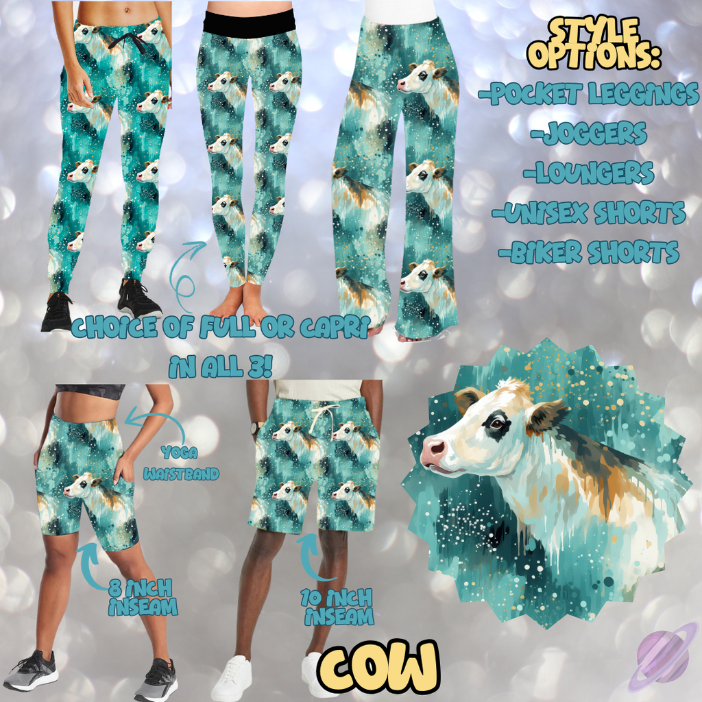 COW - LEGGING/JOGGER/LOUNGER/SHORTS - MOSTLY TEAL RUN PREORDER CLOSING 2/8