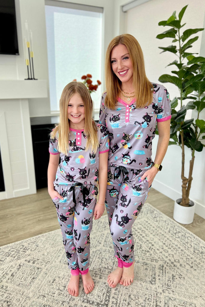 Matching Short Sleeve Jogger PJ Set -#2-Cat