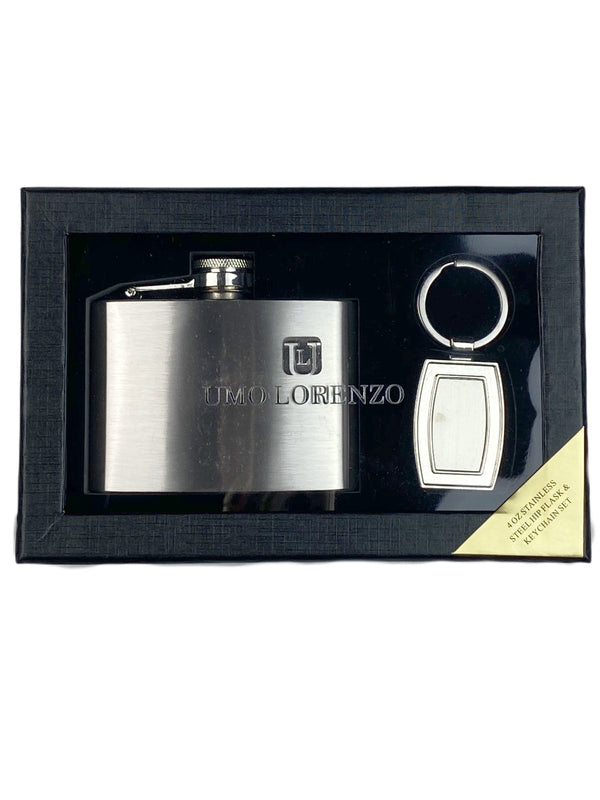 Flask and Keychain Gift Set