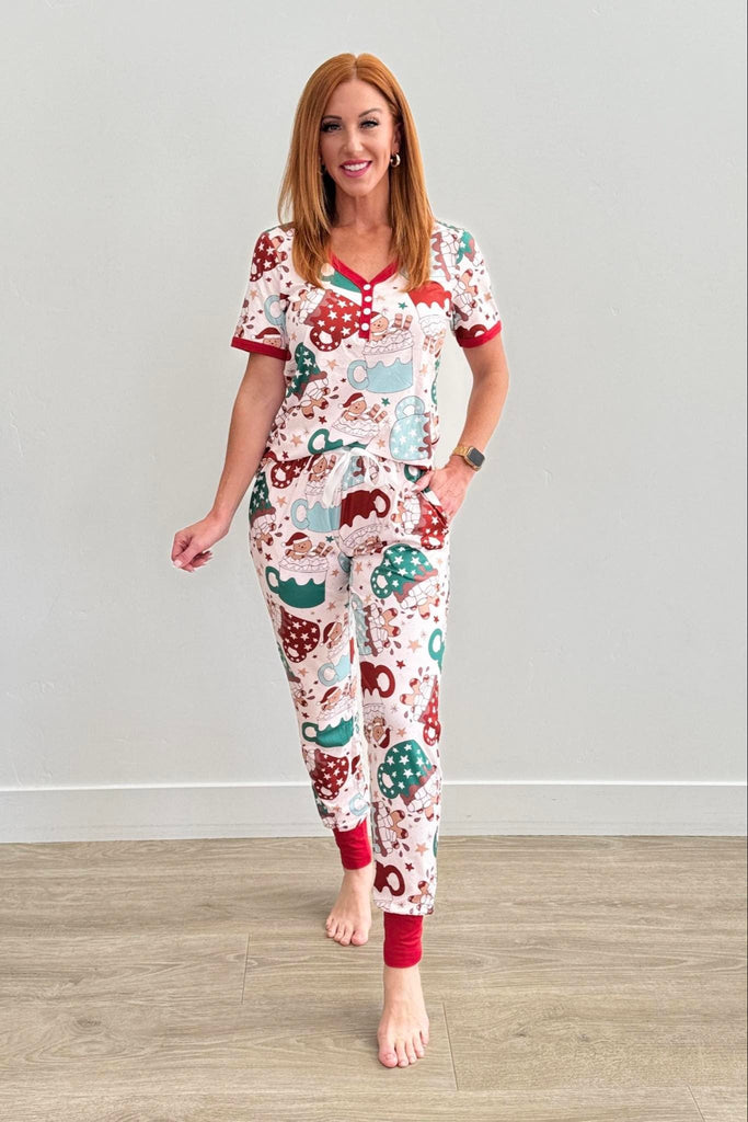 Short Sleeve Jogger PJ Set -#4-Hot Cocoa