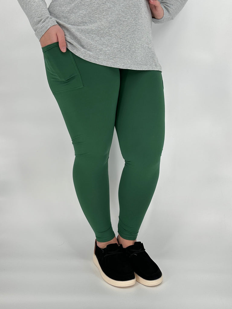 Pine Green Leggings/Capri w/ Pockets