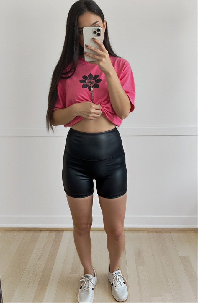 PRE-ORDER Lainey Leather Suck & Tuck Biker Shorts