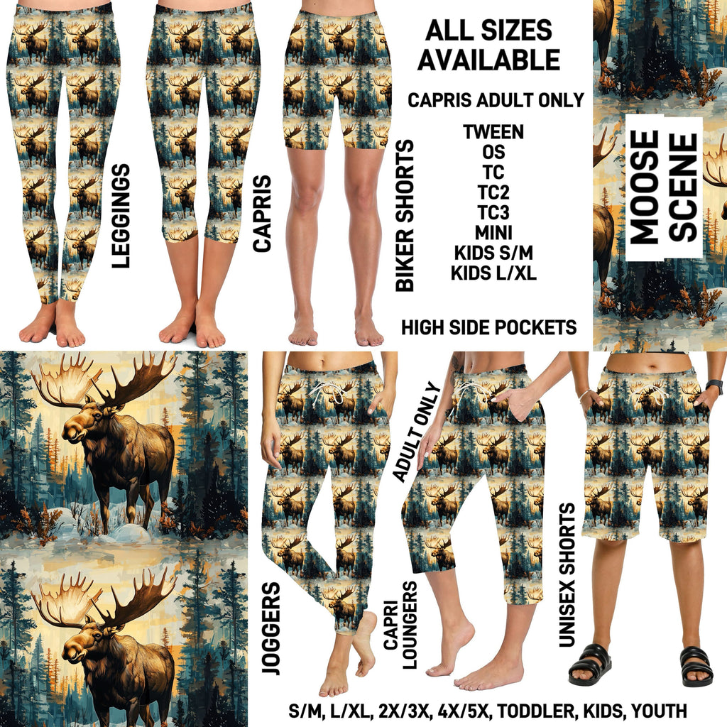 238BT - Moose Scene Biker/Capris/Leggings with High Side Pockets - Preorder ETA: Late Feb