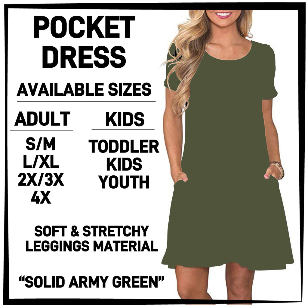 P3KD - Solid Army Green Pocket Dress - Preorder ETA: Early March