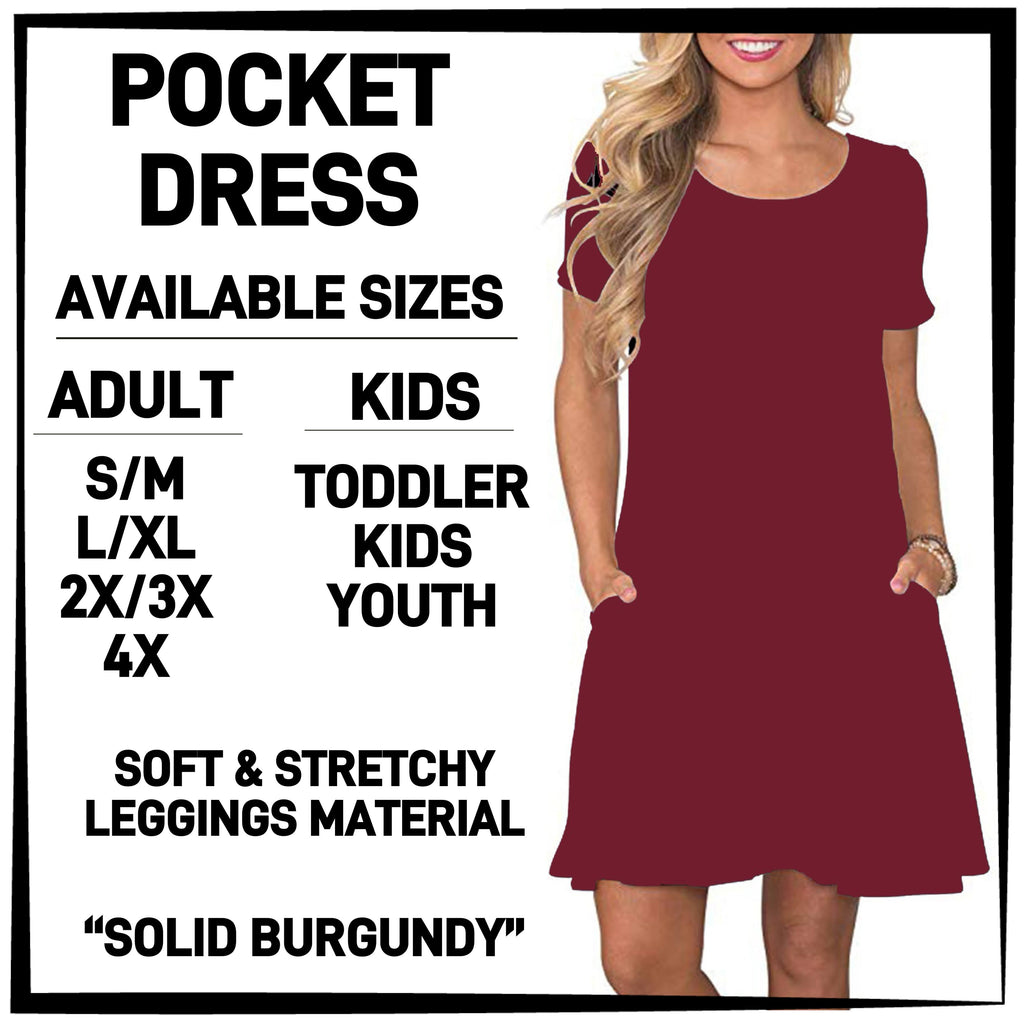 P3KD - Solid Burgundy Pocket Dress - Preorder ETA: Early March