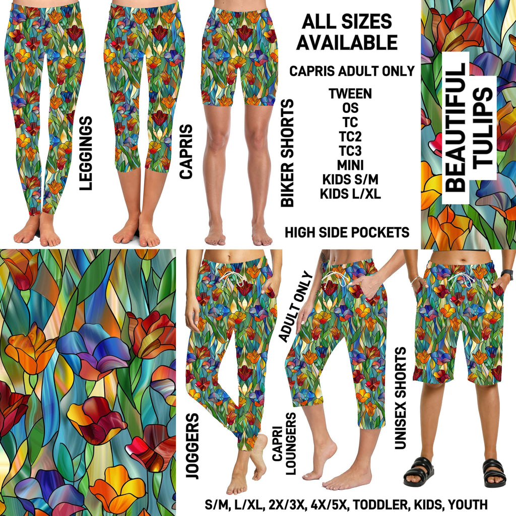 239BT - Beautiful Tulips Full Joggers/Capri Loungers/Unisex Shorts - Preorder ETA: Early March