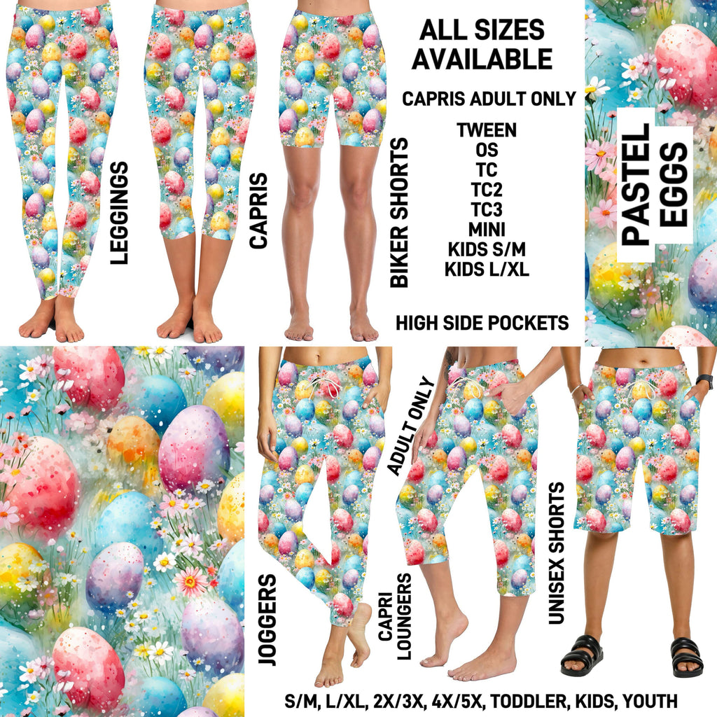 ES2T - Pastel Eggs Biker/Capris/Leggings with High Side Pockets - Preorder ETA: Mid March