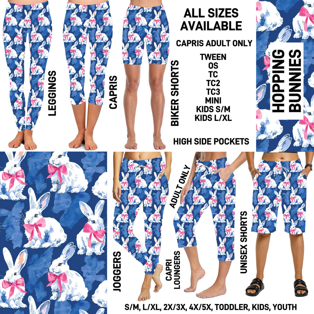 ES2T - Hopping Bunnies Full Joggers/Capri Loungers/Unisex Shorts - Preorder ETA: Mid March