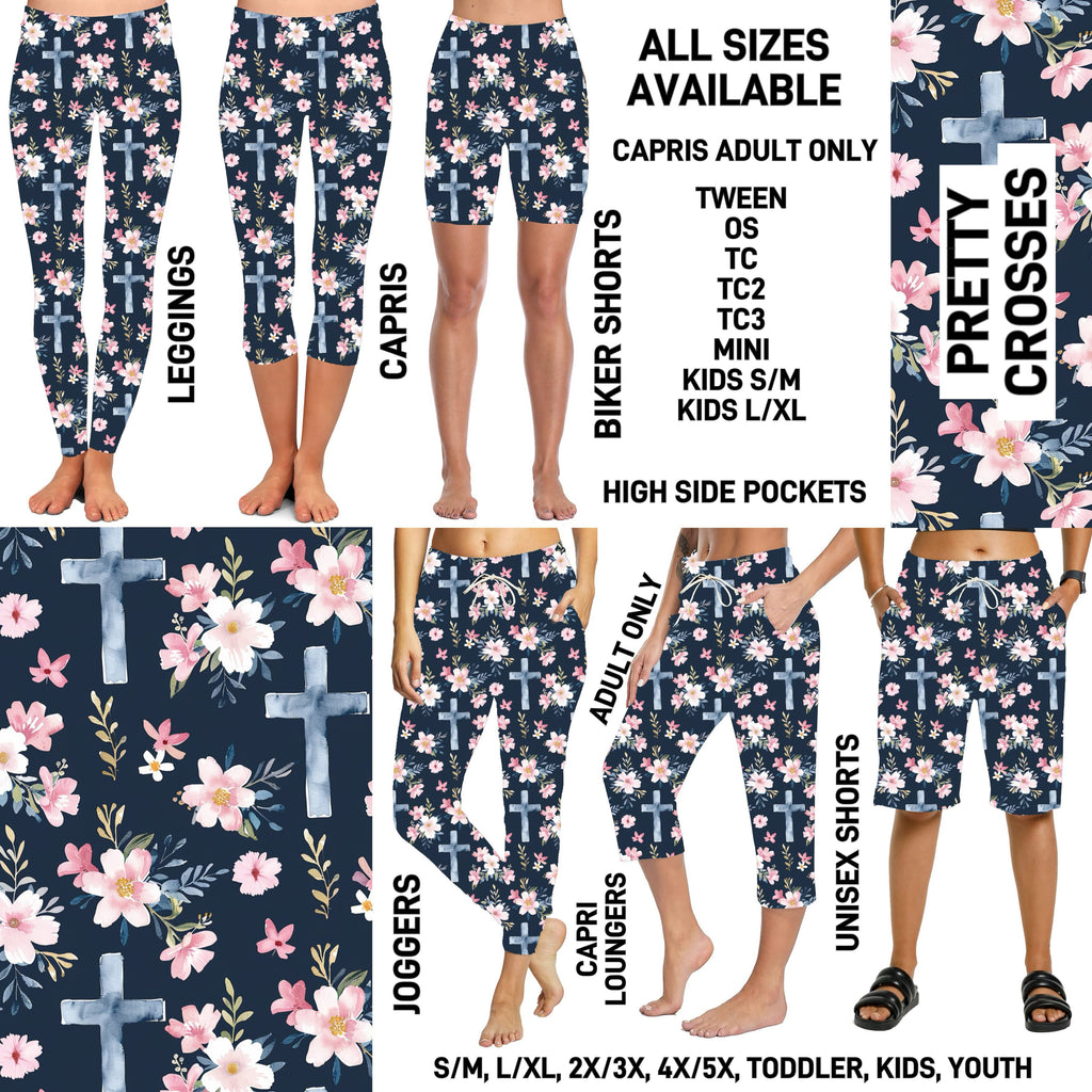 ES2T - Pretty Crosses Biker/Capris/Leggings with High Side Pockets - Preorder ETA: Mid March