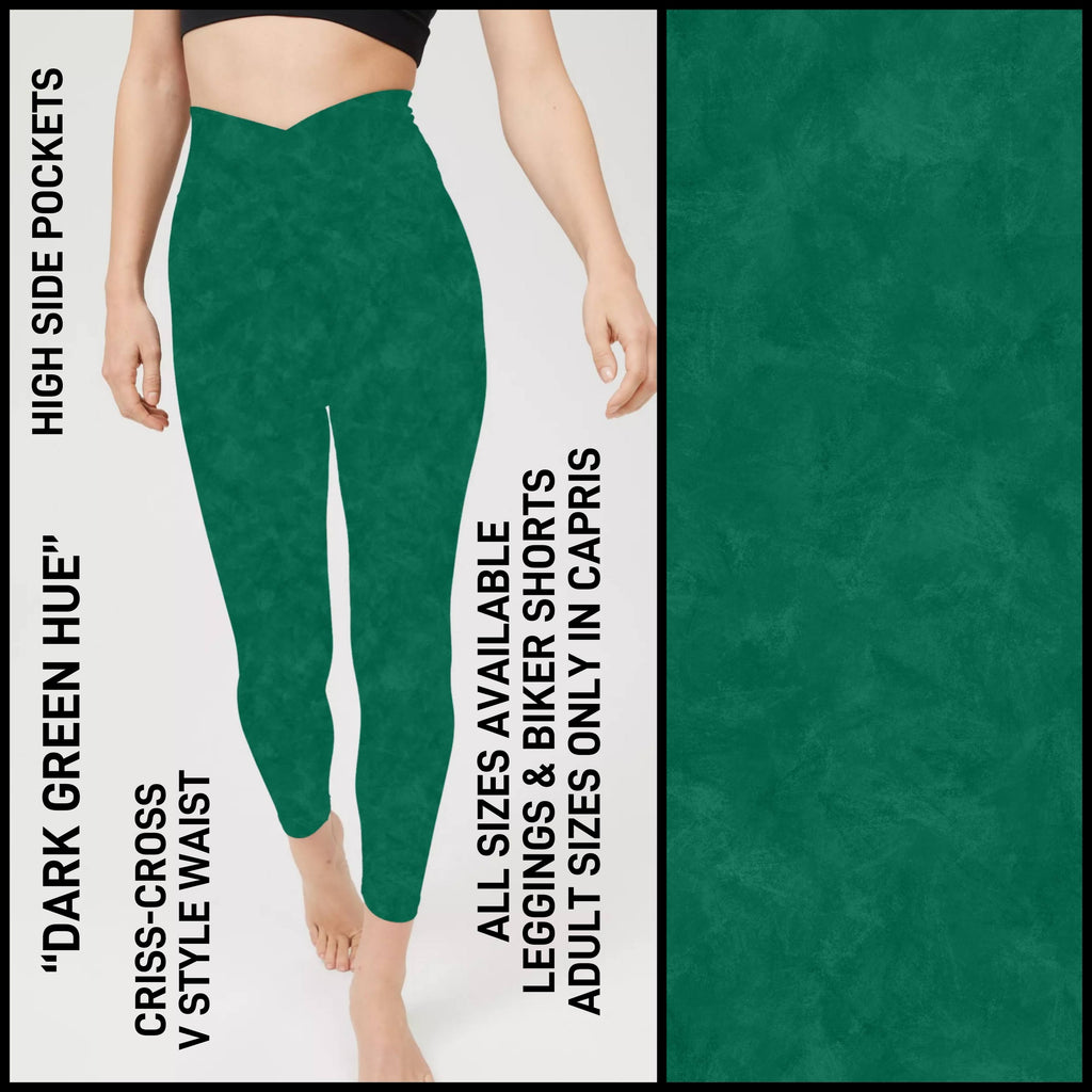 CV1P - Dark Green Hue Criss Cross V-Waist Biker/Capris/Leggings with High Side Pockets - Preorder ETA: Late March