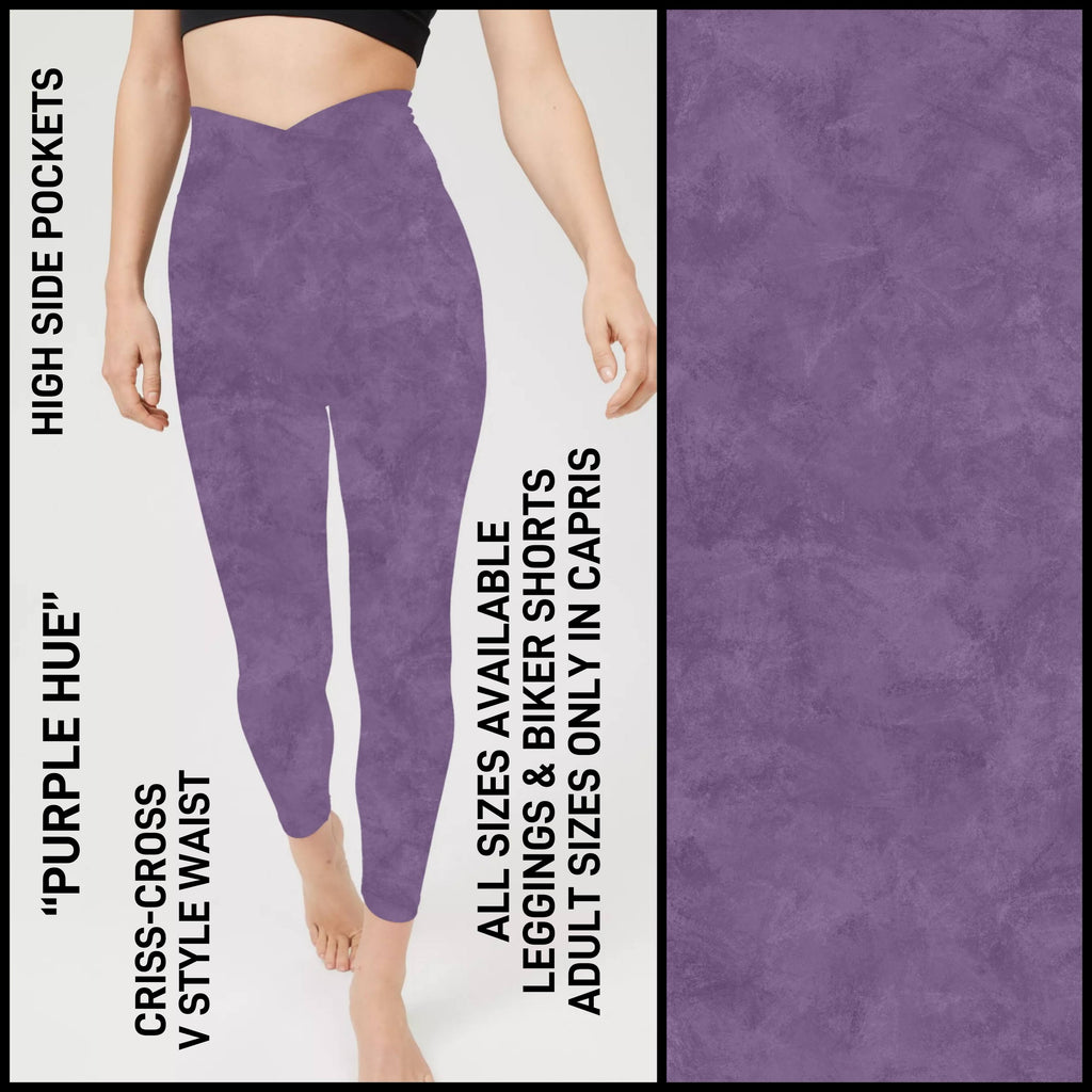 CV1P - Purple Hue Criss Cross V-Waist Biker/Capris/Leggings with High Side Pockets - Preorder ETA: Late March