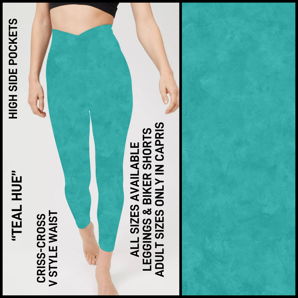 CV1P - Teal Hue Criss Cross V-Waist Biker/Capris/Leggings with High Side Pockets - Preorder ETA: Late March