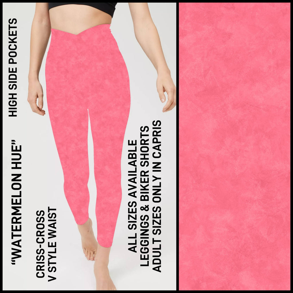 CV1P - Watermelon Hue Criss Cross V-Waist Biker/Capris/Leggings with High Side Pockets - Preorder ETA: Late March