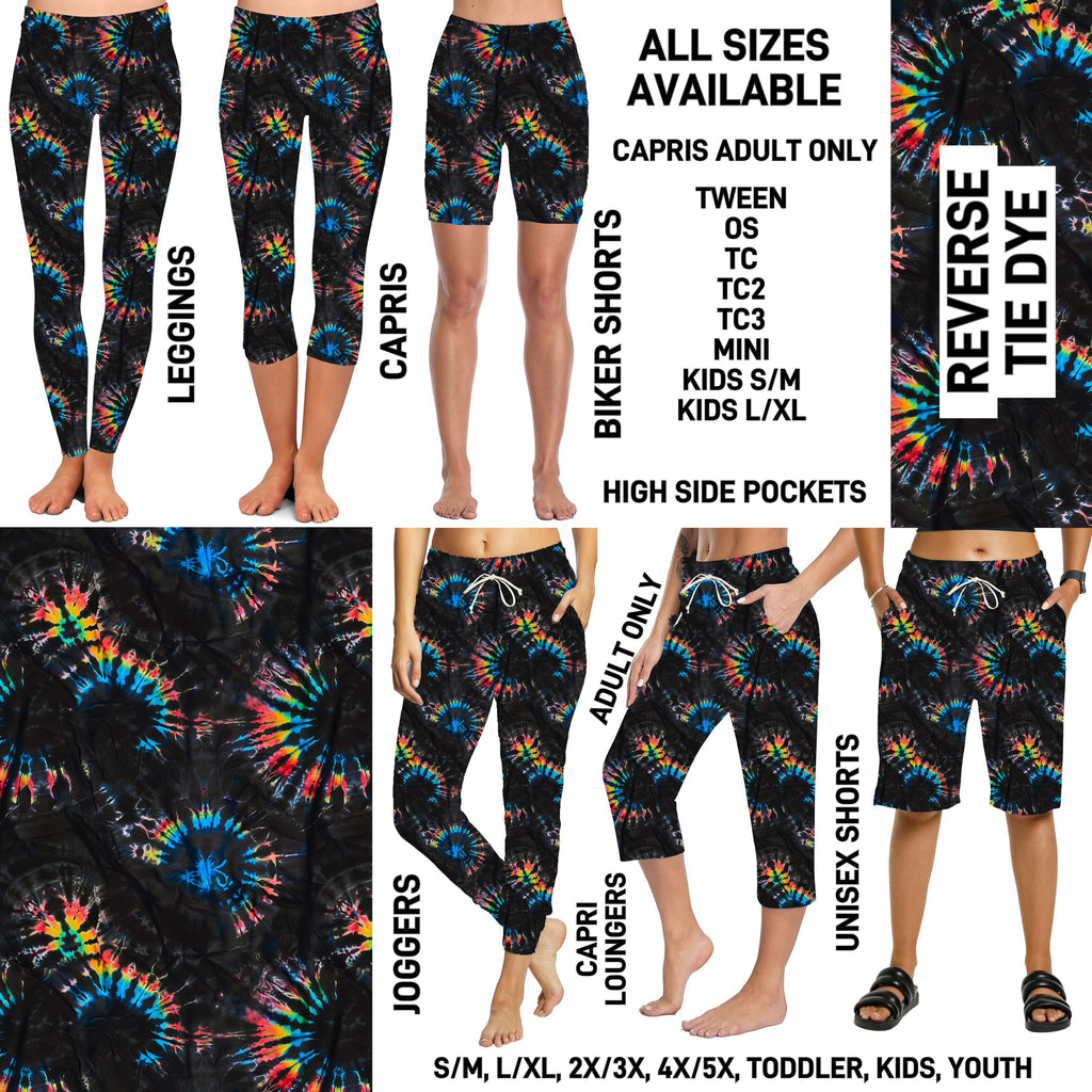 240BT - Reverse Tie Dye Biker/Capris/Leggings with High Side Pockets - Preorder ETA: Late March