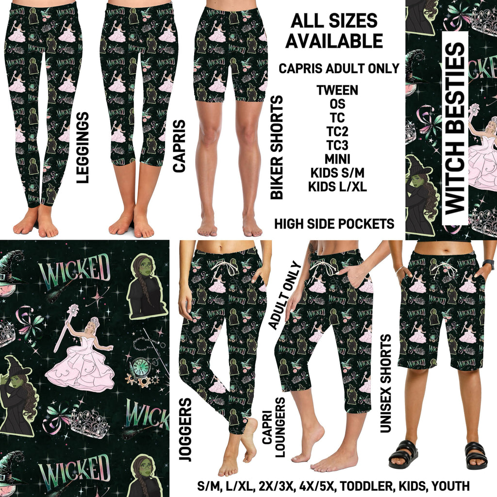 240BT - Witch Besties Full Joggers/Capri Loungers/Unisex Shorts - Preorder ETA: Late March