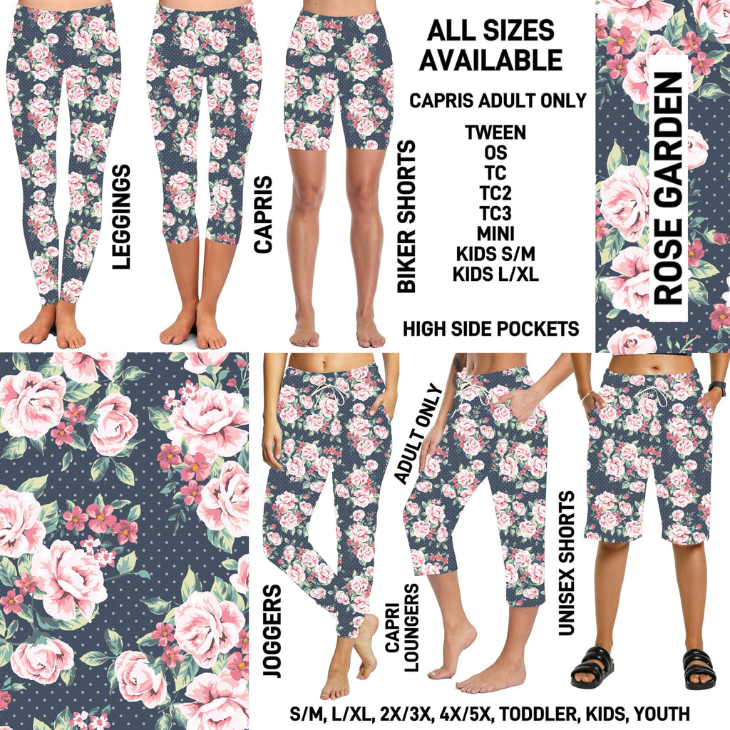 240BT - Rose Garden Full Joggers/Capri Loungers/Unisex Shorts - Preorder ETA: Late March