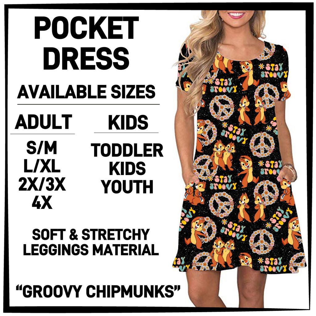 240BT - Groovy Chipmunks Pocket Dress - Preorder ETA: Late March