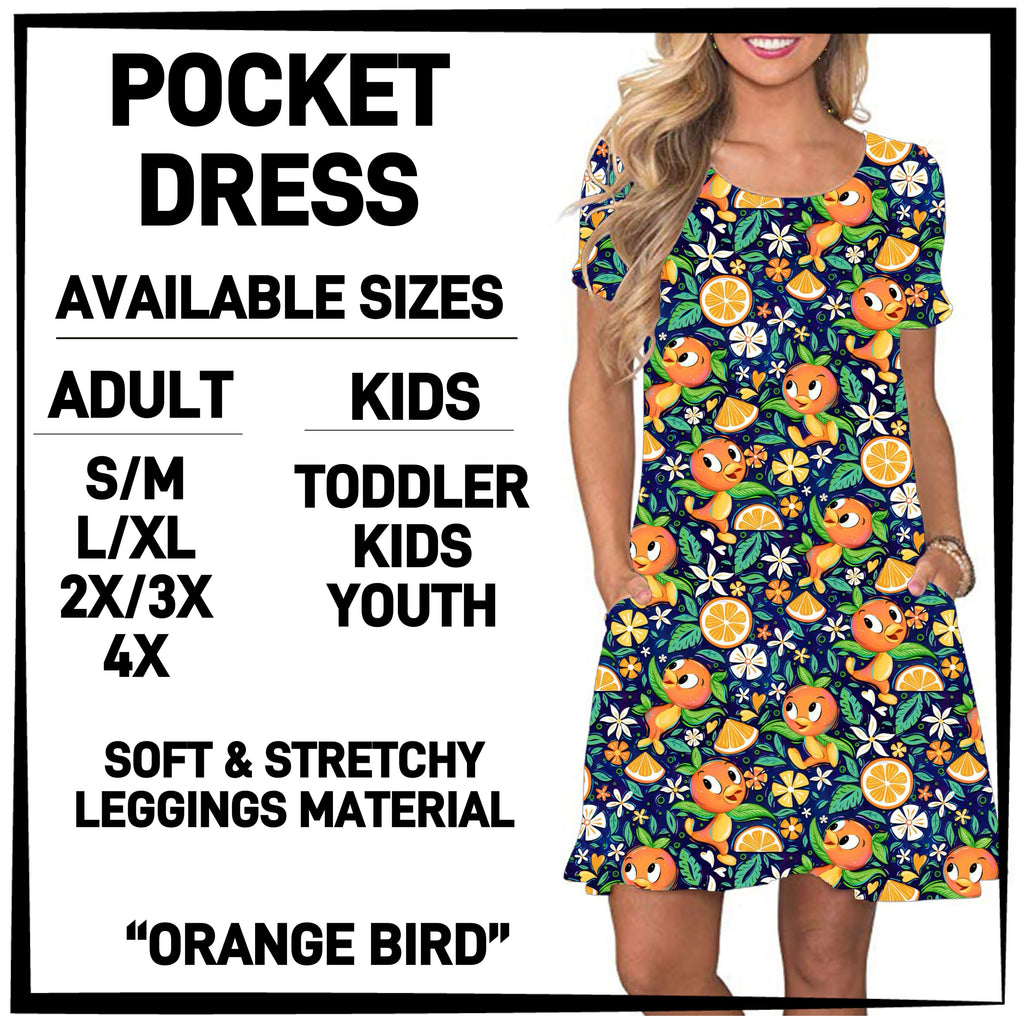 240BT - Orange Bird Pocket Dress - Preorder ETA: Late March