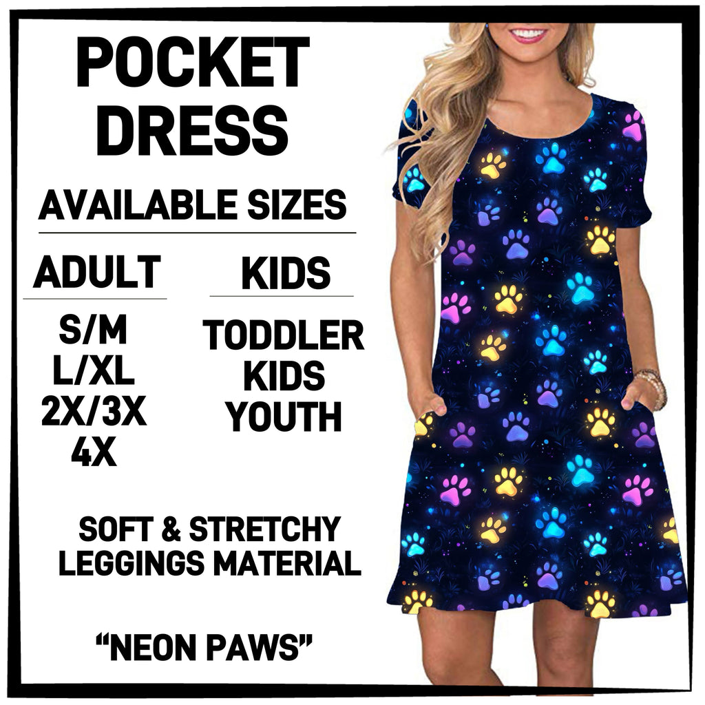 241BT - Neon Paws Pocket Dress - Preorder ETA: Mid-April