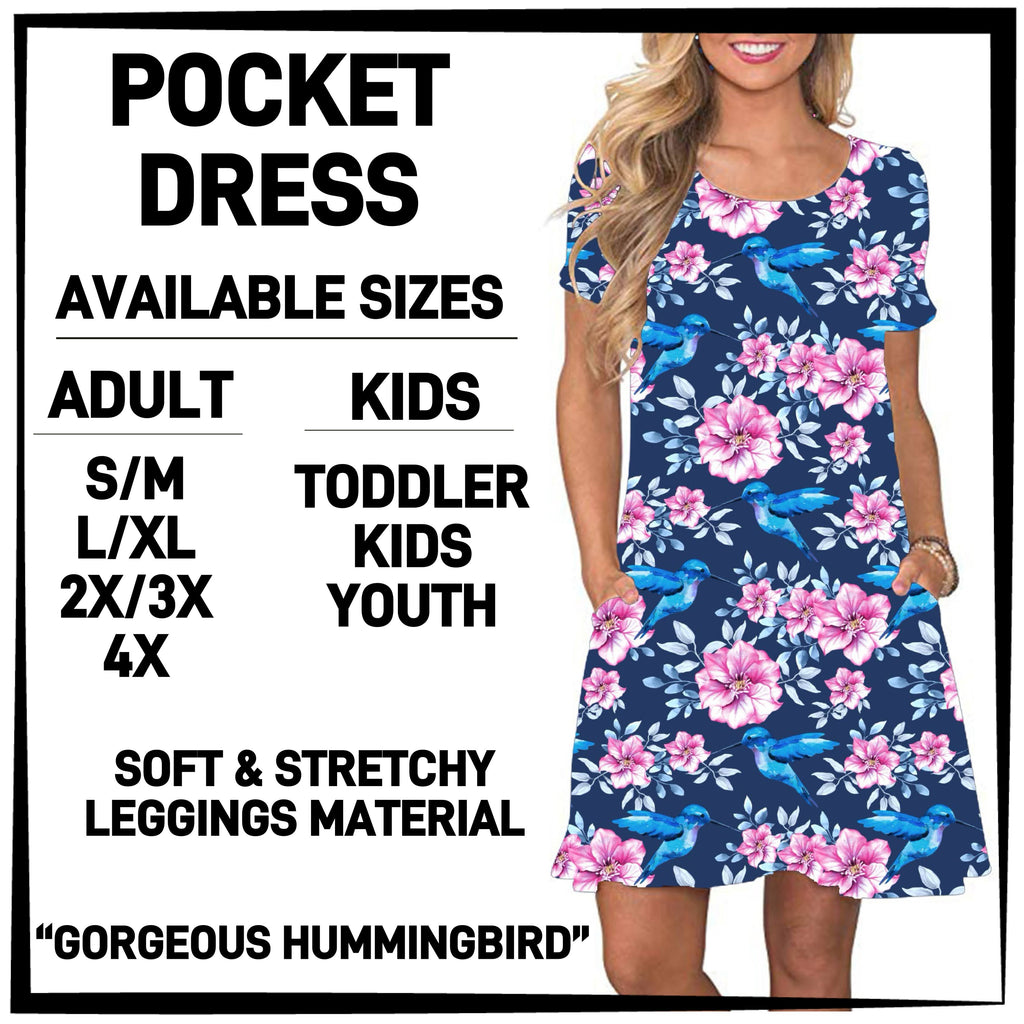 241BT - Gorgeous Hummingbird Pocket Dress - Preorder ETA: Mid-April