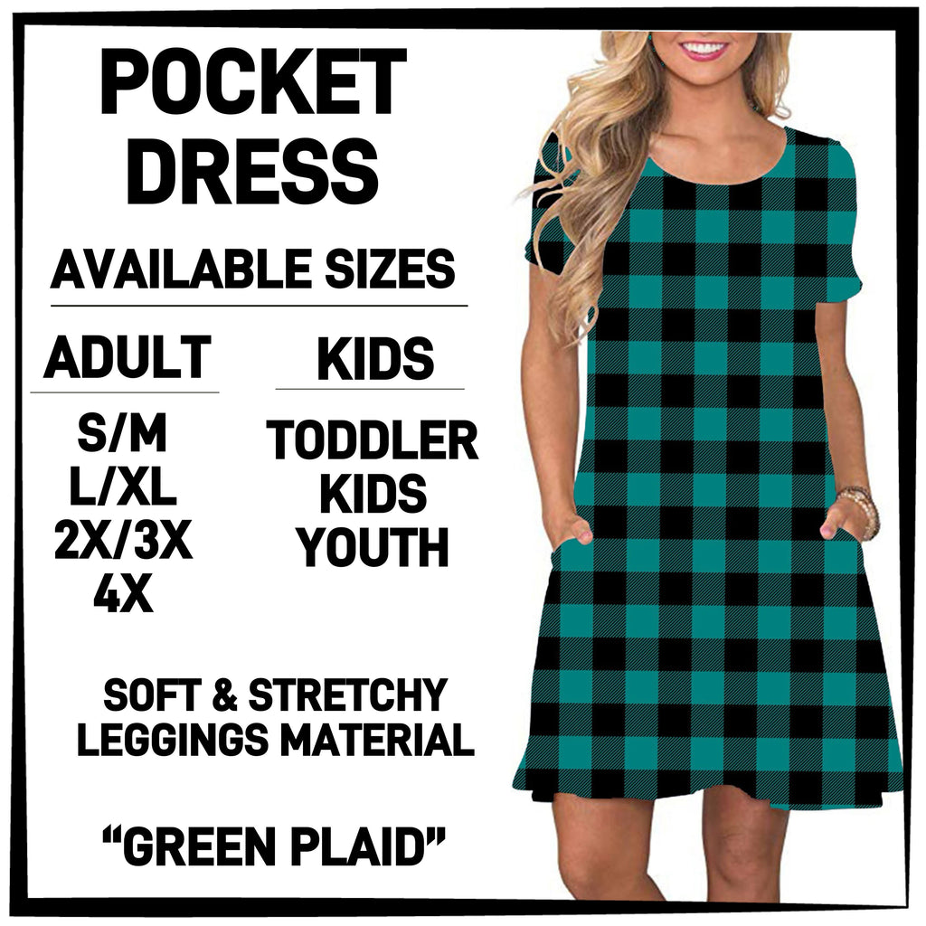 241BT - Green Plaid Pocket Dress - Preorder ETA: Mid-April