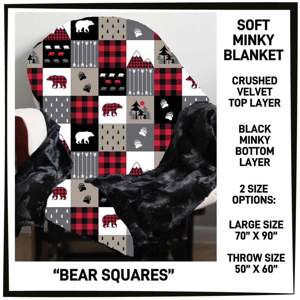 MK7B - Bear Squares Minky Blanket - Preorder ETA: Late Dec