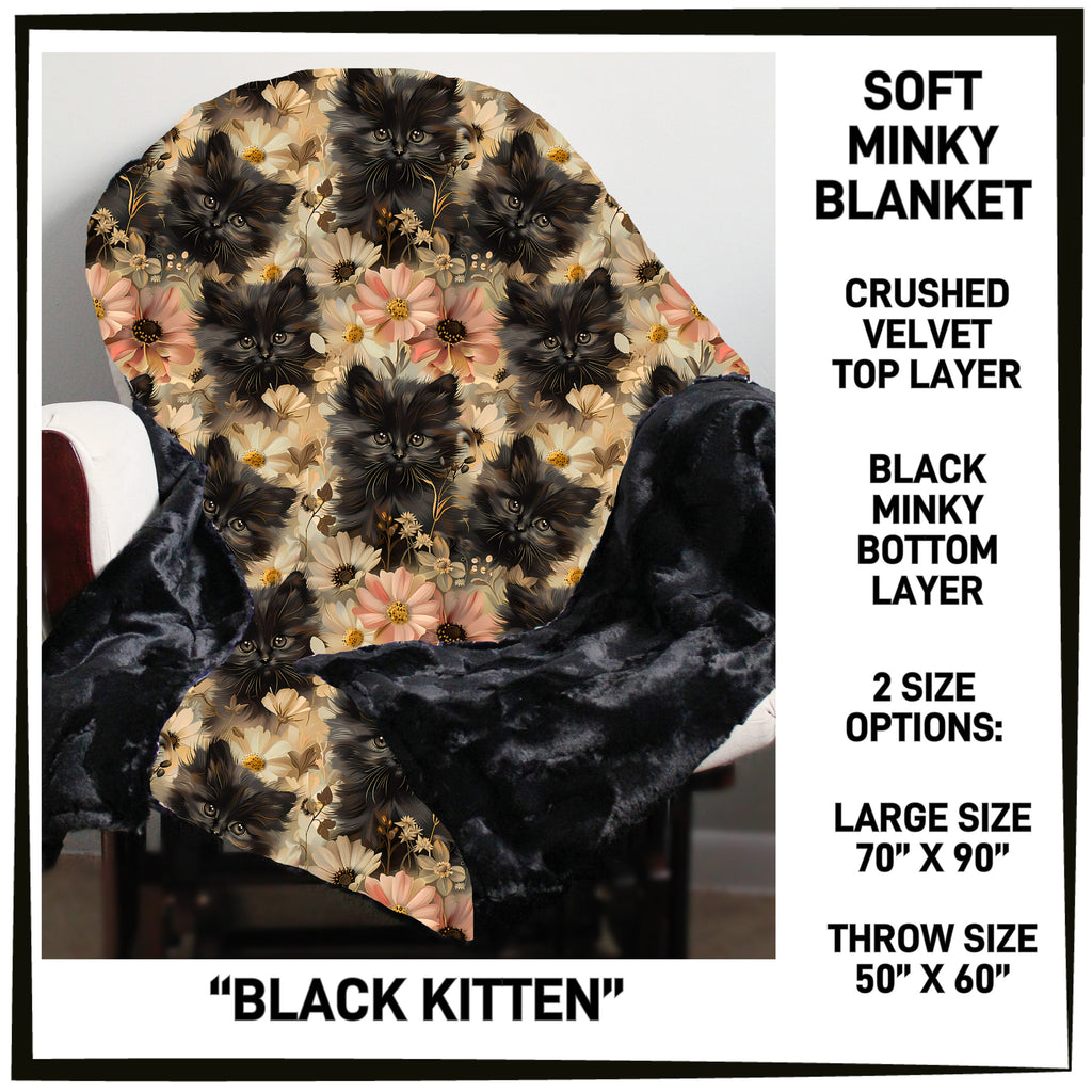 MK7B - Black Kitten Minky Blanket - Preorder ETA: Late Dec