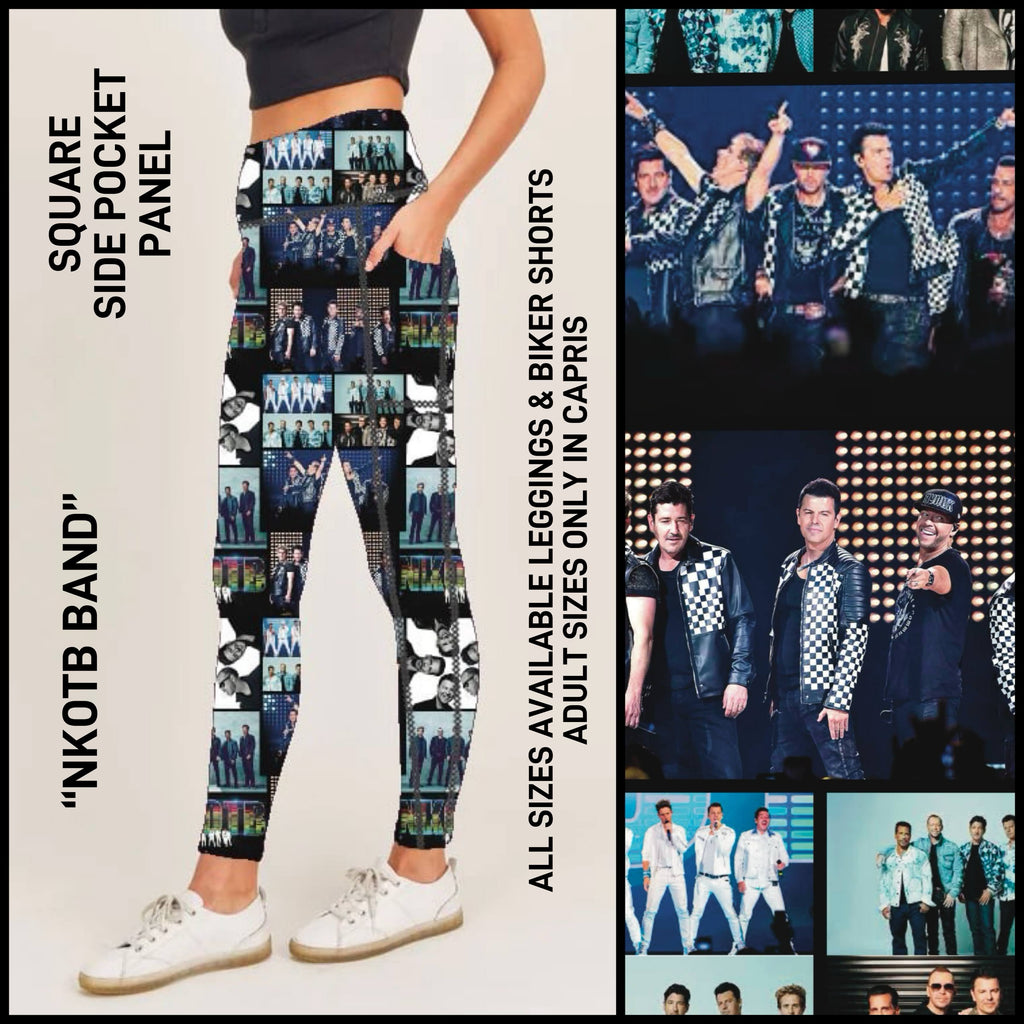 SQ1P - NKOTB Band Biker/Capris/Leggings with Square Side Pocket Panel - Preorder ETA: Late Dec