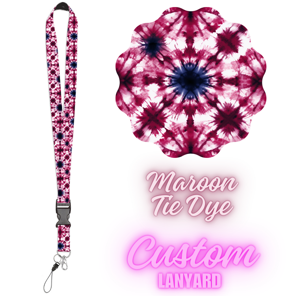 CUSTOM LANYARDS-MAROON TIE DYE