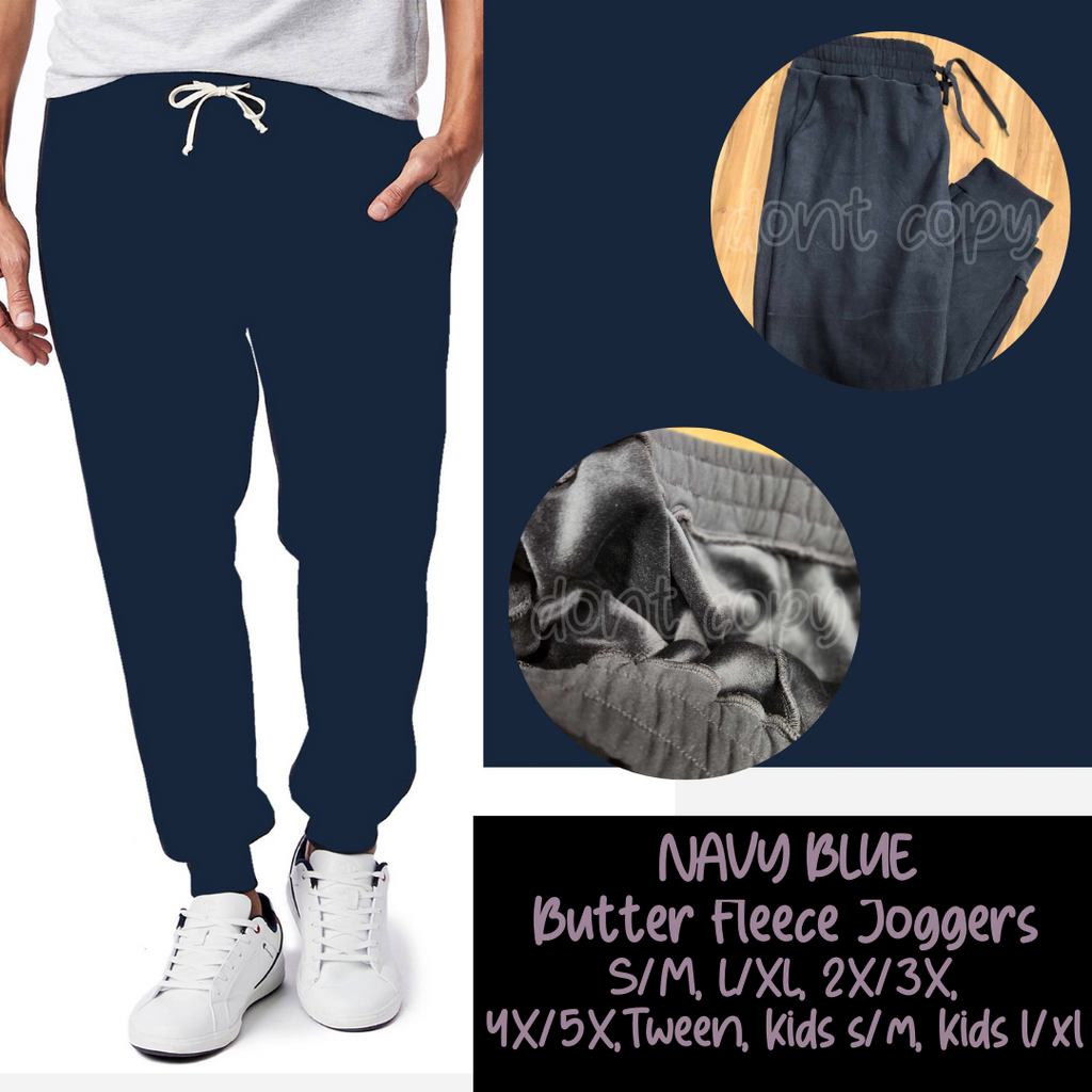 NAVY BLUE - BUTTER FLEECE LINED UNISEX JOGGERS