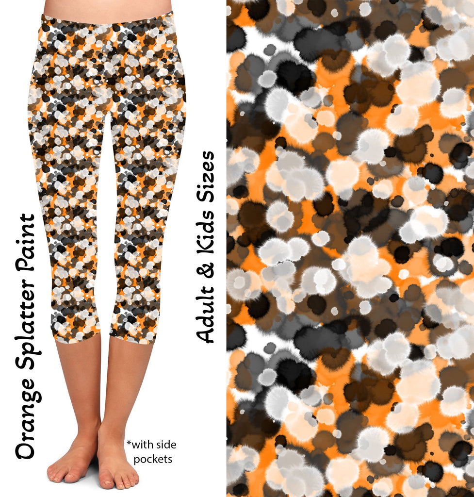 Orange Splatter Capris with Pockets