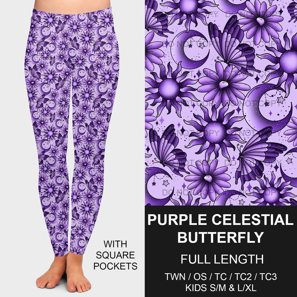 B191 - Preorder Purple Celestial Butterfly Leggings w/ Pockets (Closes 11/03. ETA mid Jan.)