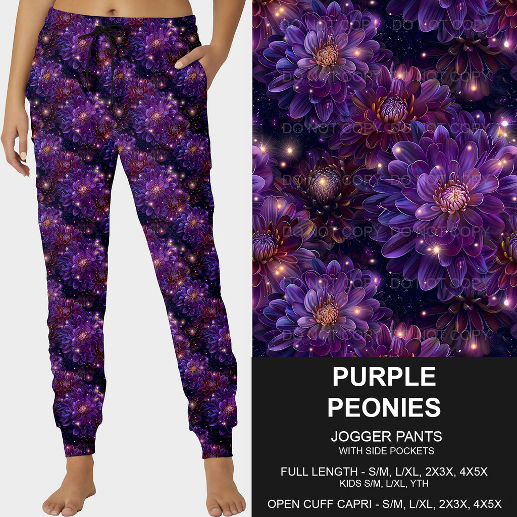 B208- Preorder Purple Peonies Joggers (Closes 1/26. ETA: early May)