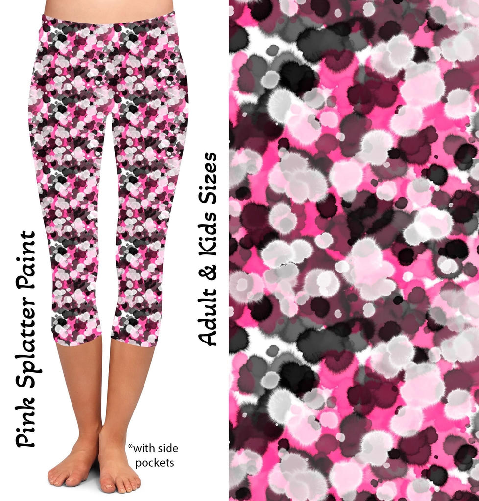 Pink Splatter Paint Capris with Pockets