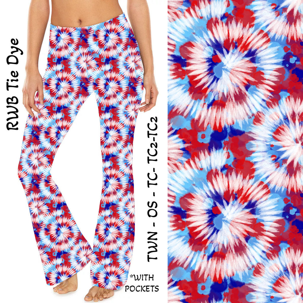 RWB Tie Dye Yoga Flares with Pockets