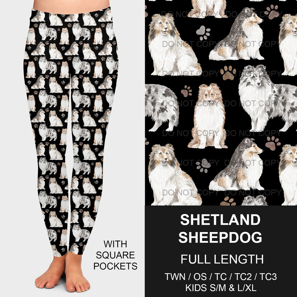 B189 - Preorder Shetland Sheepdog Leggings w/ Pockets (Closes 10/25. ETA late Dec.)