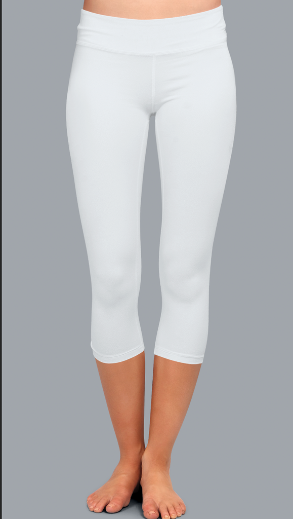 SOLID WHITE Capri Leggings with Pockets