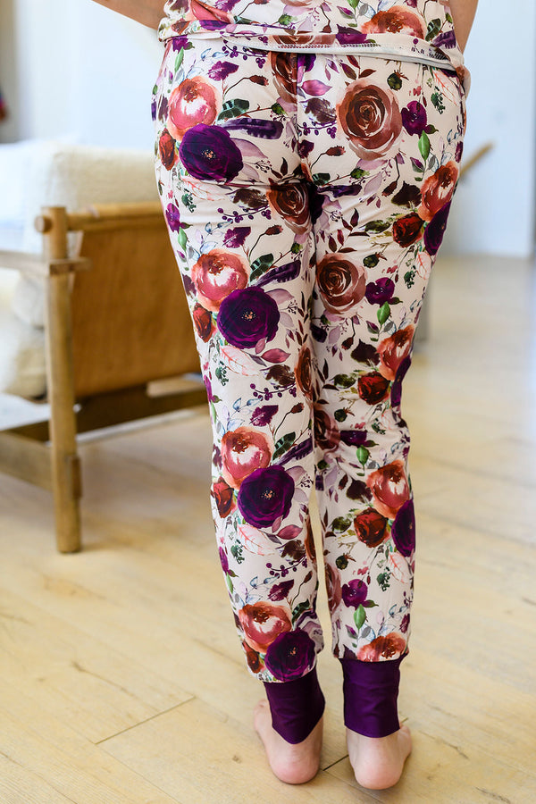 Short Sleeve Jogger PJ Set -#7-Plum Flora