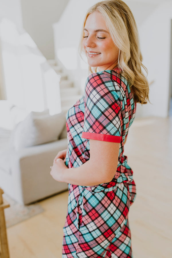 Short Sleeve Jogger PJ Set -#6-Plaid