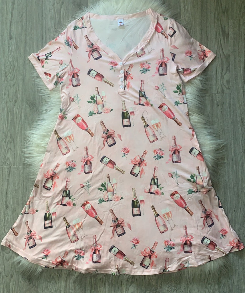 Short Sleeve Night Dress-#2-champagne