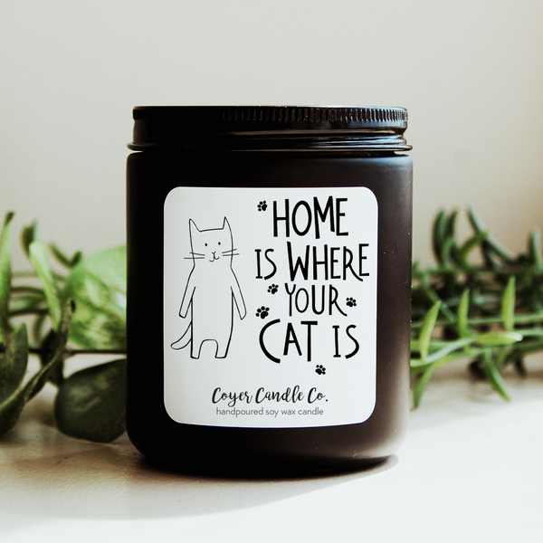 Dogs/Cats: 9 oz. Black Jar Candles: Pomegranate Mist / Home is where your DOG is