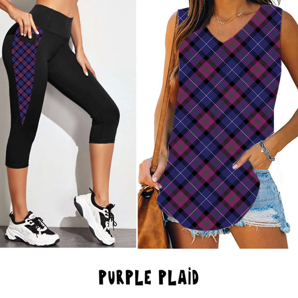 PPO RUN-PURPLE PLAID LOUNGE TANK