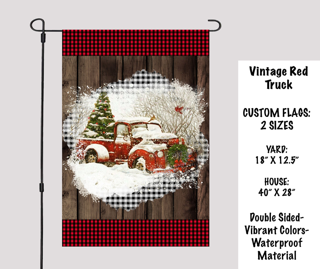 Vintage Red Truck Garden Flags